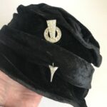 Penn Maid Art Deco Ladies Hat Black Velvet Cloche Origina TAG Rhinestone Hat Pin