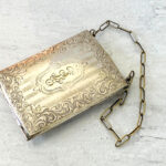 Antique Edwardian Nickel Silver Exquisitely Hand Engraved Ladies Purse Compact