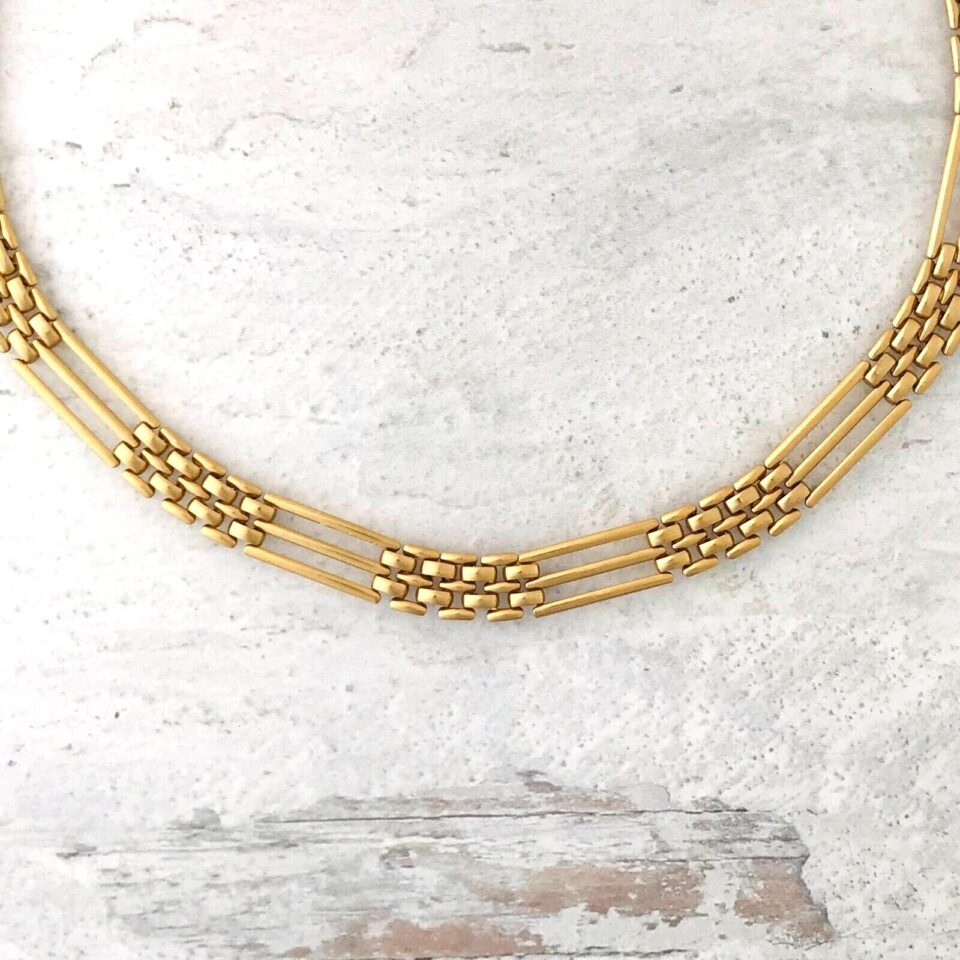 Vintage Gate Link Gold Plated Necklace