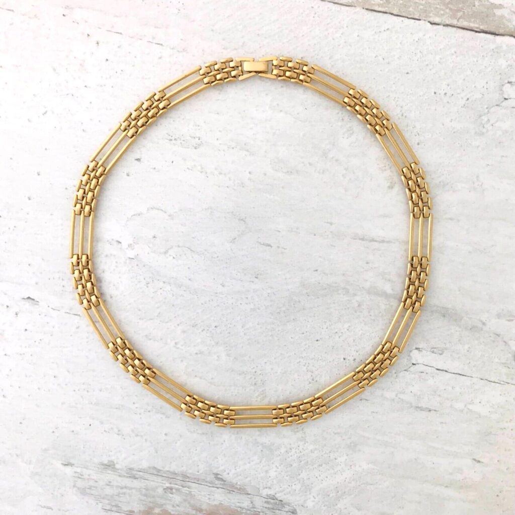 Vintage Gate Link Gold Plated Necklace