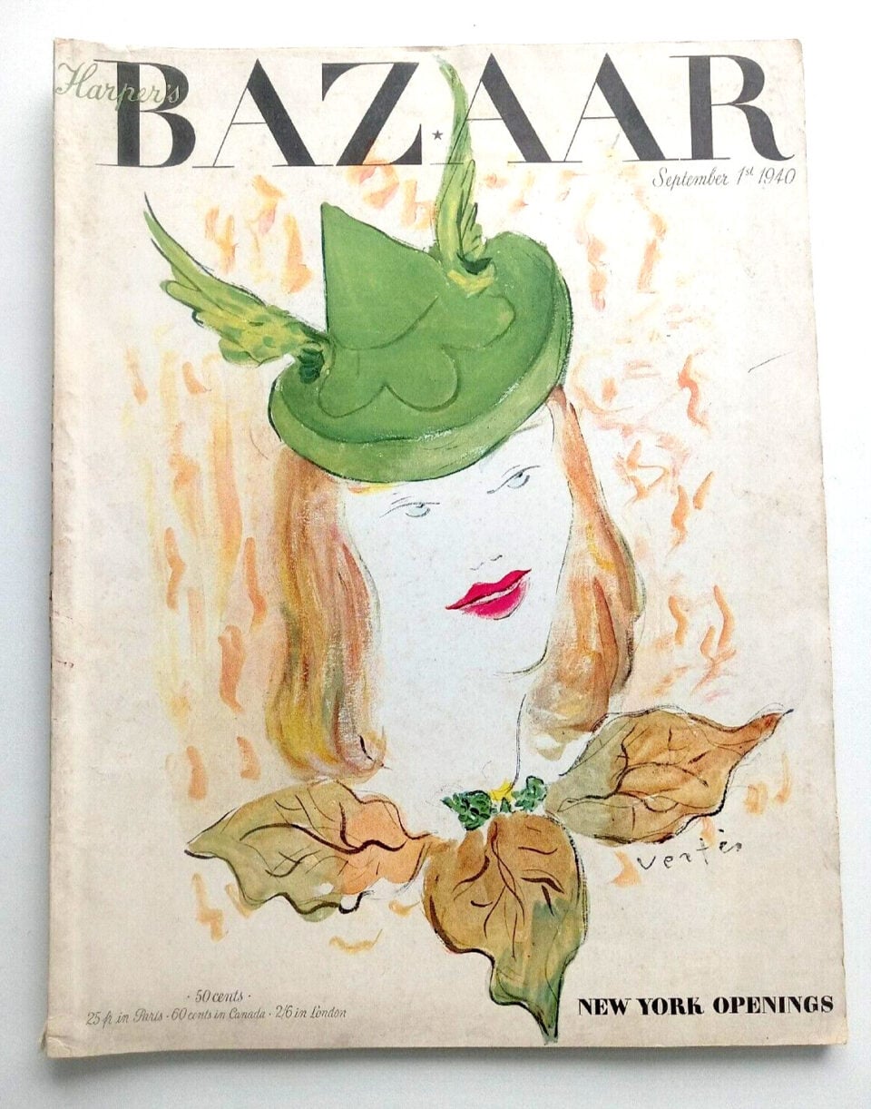 Vintage Harpers Bazaar Magazine - September 1940 Diana Vreeland Vertes Ads