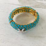 VTG KJL Kenneth Jay Lane Turquoise Bombe Starfish Clamper Bracelet
