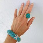 KJL Turquoise Bombe Starfish Hinged Bangle Bracelet