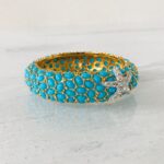 KJL Turquoise Bombe Starfish Hinged Bangle Bracelet