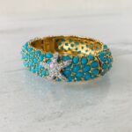 KJL Turquoise Bombe Starfish Hinged Bangle Bracelet