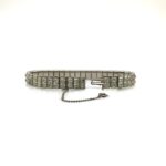 VTG Pillow Cut Rhinestone Collar Necklace Bracelet Set Rhodium Plated Bright