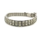 VTG Pillow Cut Rhinestone Collar Necklace Bracelet Set Rhodium Plated Bright