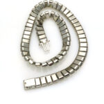 VTG Pillow Cut Rhinestone Collar Necklace Bracelet Set Rhodium Plated Bright