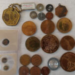 Assorted Memorabilia Lot Militaria Auto Transit Tokens Gambling Etc Estate Finds