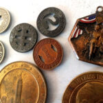Assorted Memorabilia Lot Militaria Auto Transit Tokens Gambling Etc Estate Finds