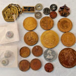 Assorted Memorabilia Lot Militaria Auto Transit Tokens Gambling Etc Estate Finds